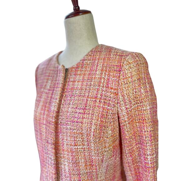 Vtg Talbots Pink Tweed Knit Blazer Jacket Size Small Wedding Guest Church Preppy - Picture 7 of 8